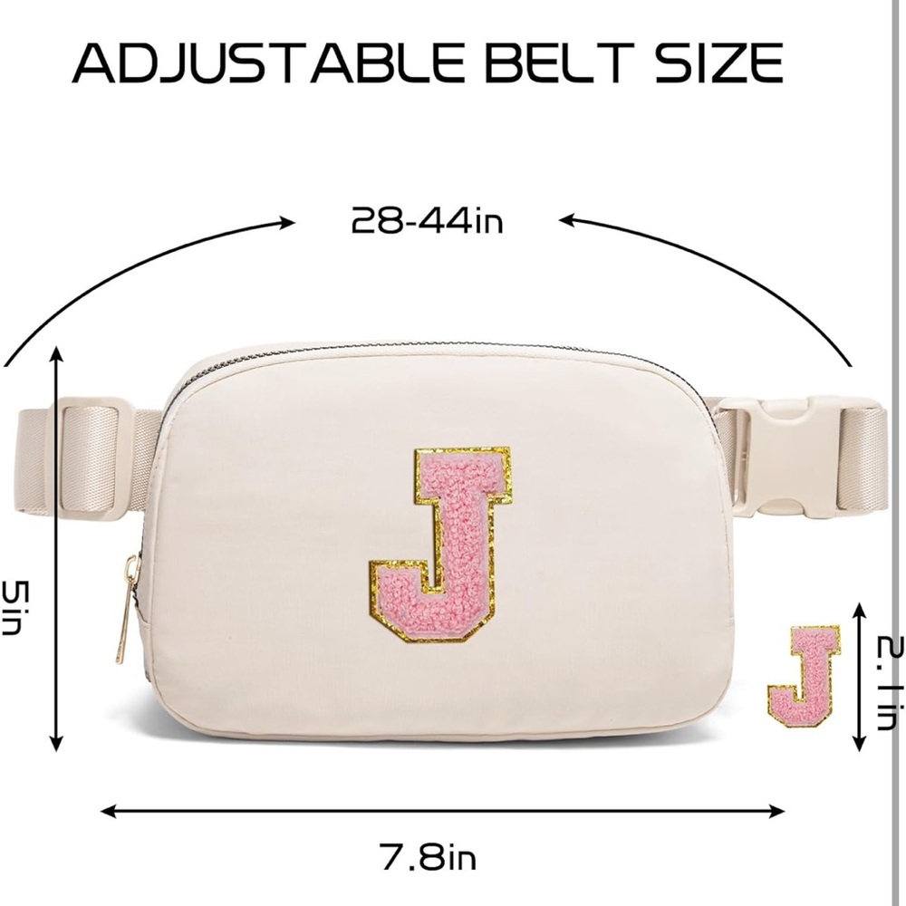 NWT Stoney Clover Inspired Ivory Belt Bag with Gold Letter J - Picture 2 of 6